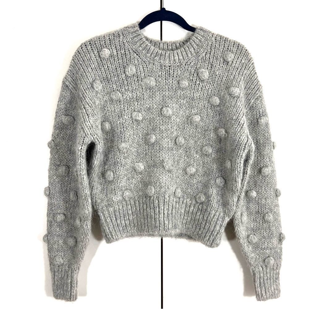 & Other Stories Sweater Women’s XS alpaca Wool Gray Pom Pom Fuzzy Pullover
